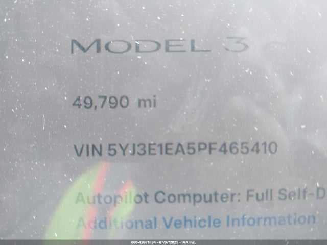 5YJ3E1EA5PF465410 Tesla MODEL 3