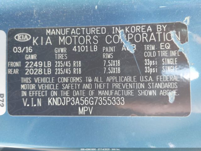 2016 KIA SOUL KNDJP3A56G7355333 Photo 8