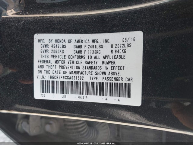 1HGCR3F9XGA031692 Honda j35y1