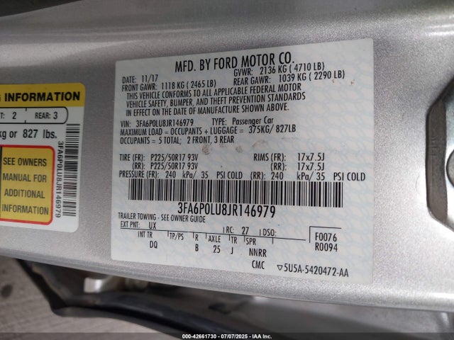 Ford 2.0l 4v atk hev 2018 3FA6P0LU8JR146979 Image 9