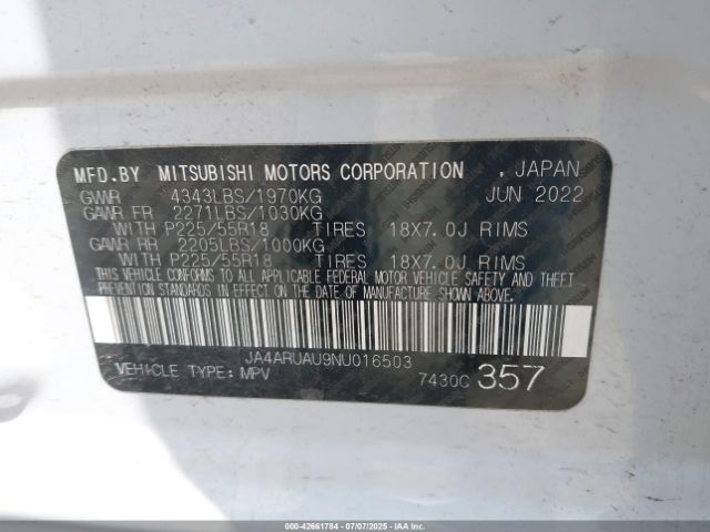 2022 MITSUBISHI OUTLANDER SPORT JA4ARUAU9NU016503 Photo 8