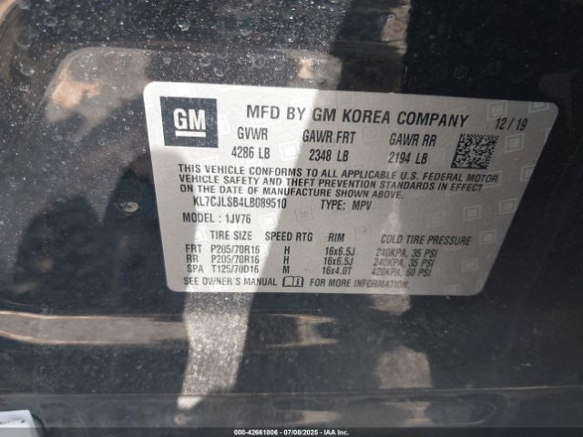 2020 CHEVROLET TRAX KL7CJLSB4LB089510 Photo 8