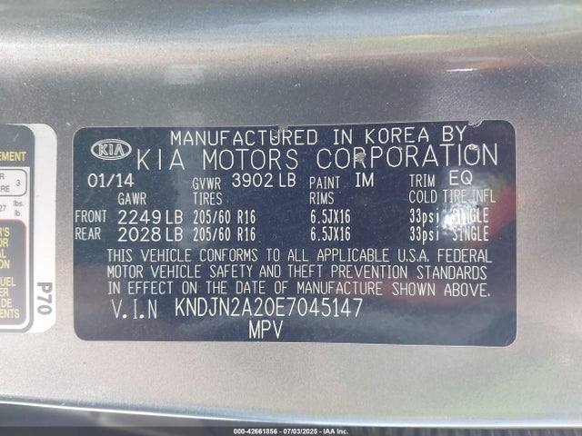 KIA dohc gdi gamma 2014 KNDJN2A20E7045147 Image 9