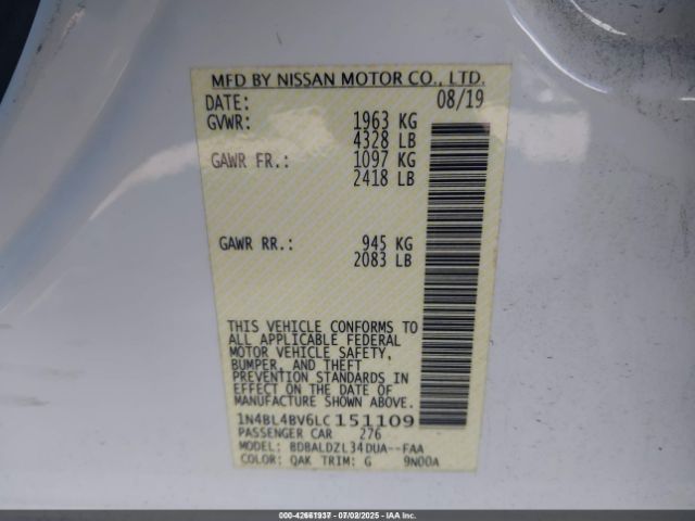 2020 NISSAN ALTIMA 1N4BL4BV6LC151109 Photo 8