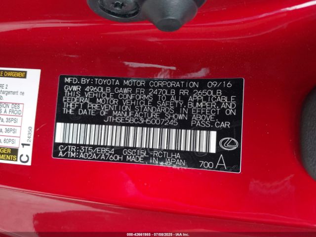 2017 LEXUS RC 350 JTHSE5BC3H5007245 Photo 8