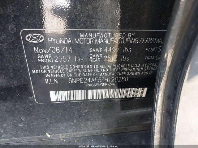 5NPE24AF5FH126280 Hyundai dohc gdi theta-ii