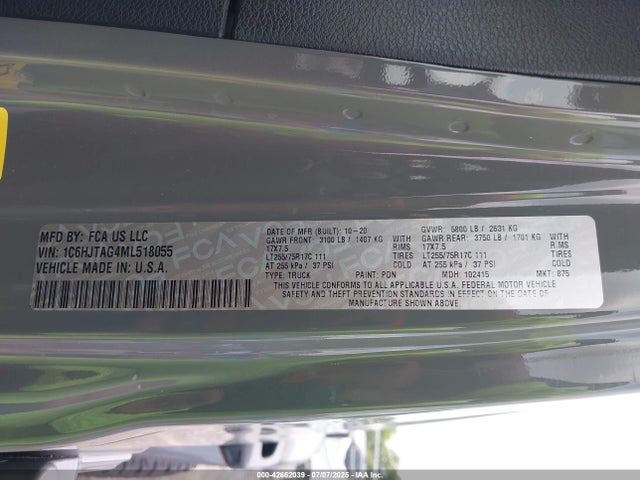 1C6HJTAG4ML518055 Jeep 2021