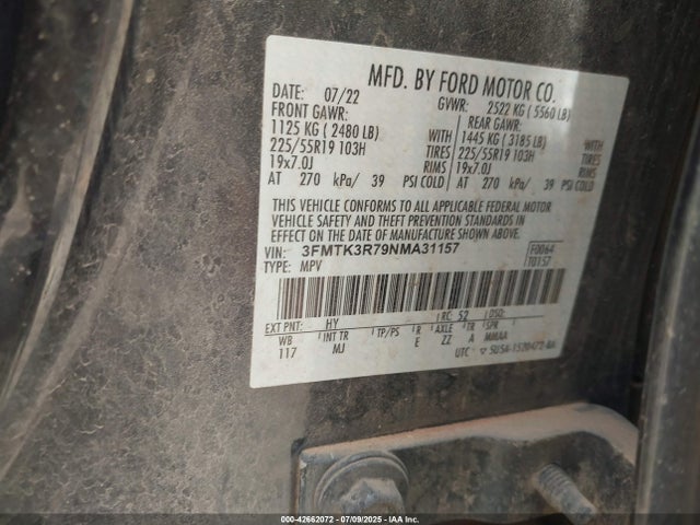 Ford 2022 2022 3FMTK3R79NMA31157 Image 9