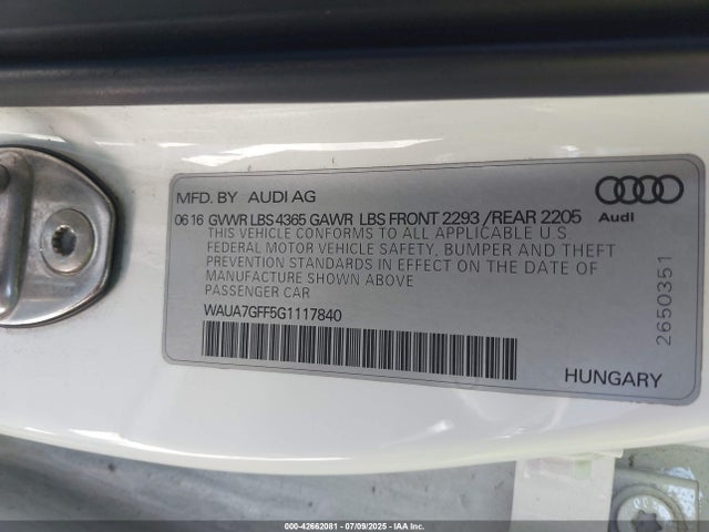 WAUA7GFF5G1117840 Audi A3
