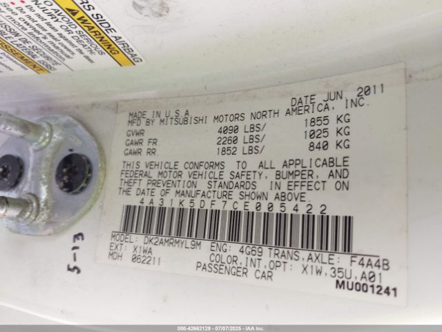 2012 MITSUBISHI ECLIPSE 4A31K5DF7CE005422 Photo 8