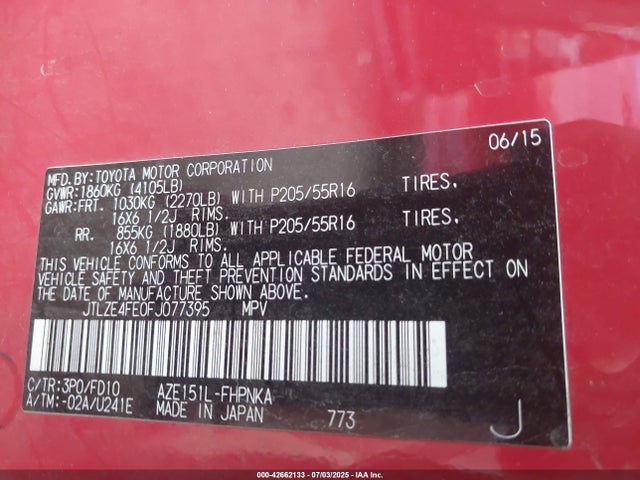 Scion 2az-fe 2015 JTLZE4FE0FJ077395 Image 9