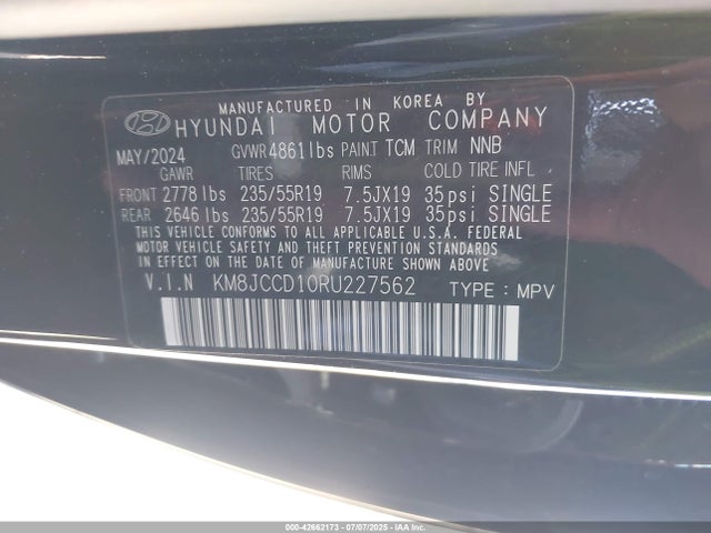 KM8JCCD10RU227562 Hyundai t-gdi gamma ii