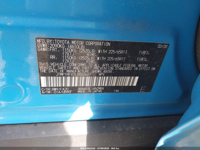JTMP1RFV2LD060667 Toyota a25a-fks