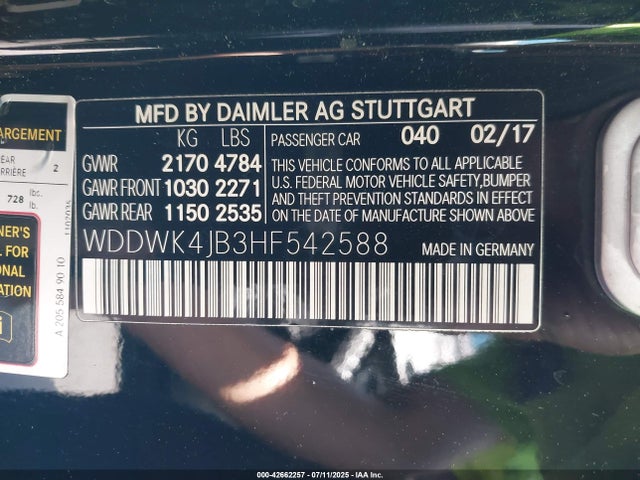 WDDWK4JB3HF542588 Mercedes-Benz m274