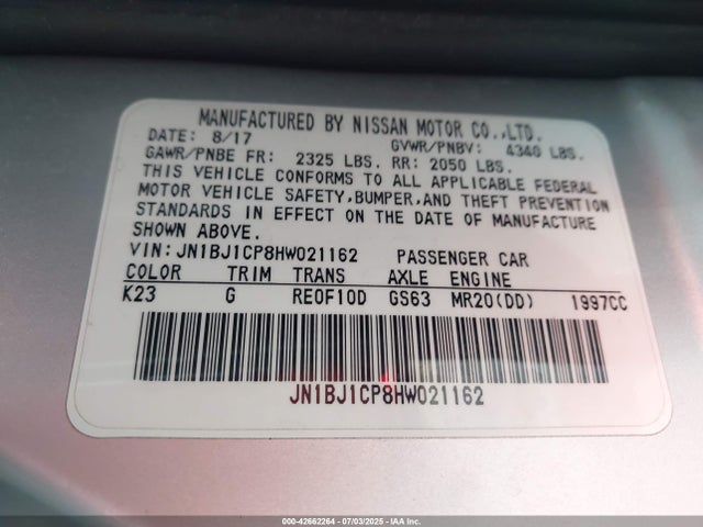 JN1BJ1CP8HW021162 Nissan 2017