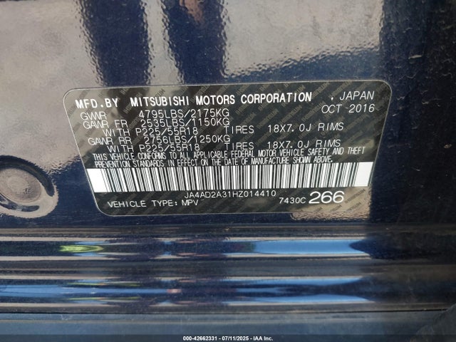 JA4AD2A31HZ014410 Mitsubishi 2.4 sohc mivec