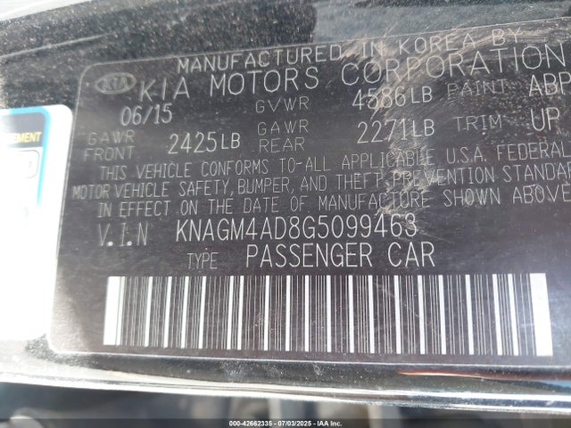 KNAGM4AD8G5099463 KIA mpi theta ii