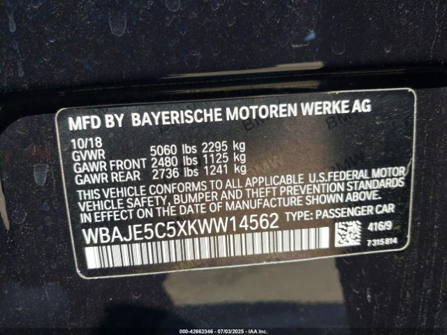 2019 BMW 540I WBAJE5C5XKWW14562 Photo 8