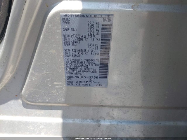 5N1DR2MN3KC583766 Nissan 2019