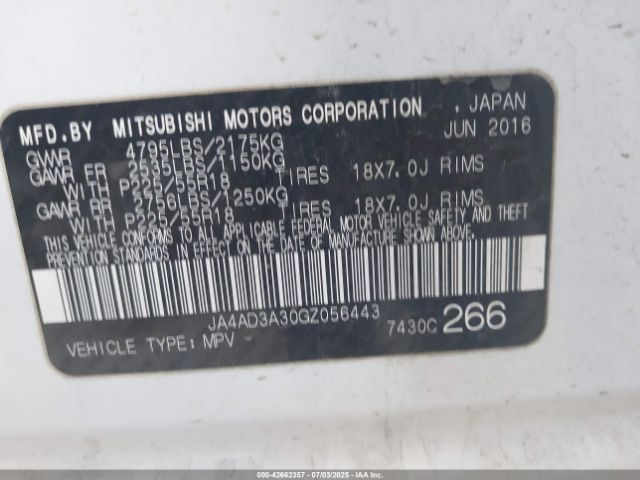 2016 MITSUBISHI OUTLANDER JA4AD3A30GZ056443 Photo 8