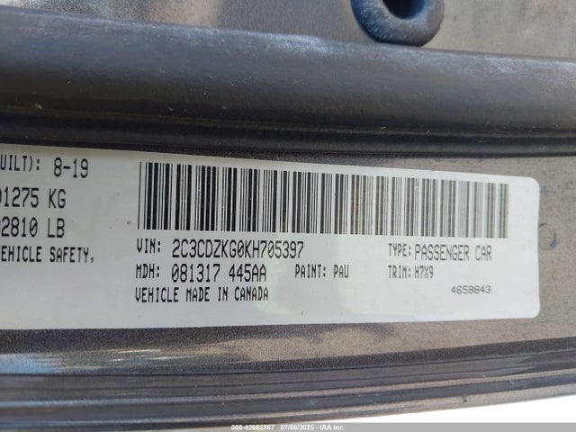 Dodge Challenger 2019 2C3CDZKG0KH705397 Image 9