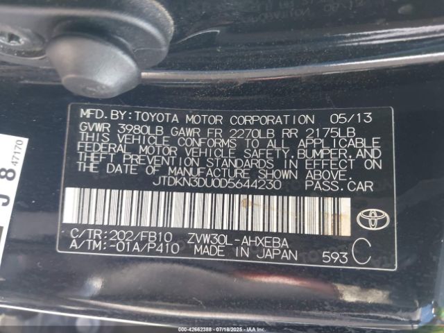 2013 TOYOTA PRIUS JTDKN3DU0D5644230 Photo 8