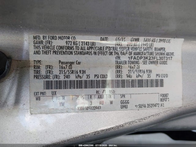 1FADP3K23FL307317 Ford 2015
