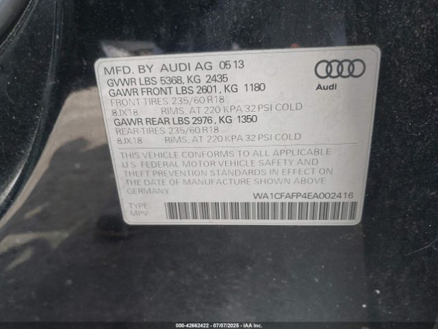 2014 AUDI Q5 WA1CFAFP4EA002416 Photo 8
