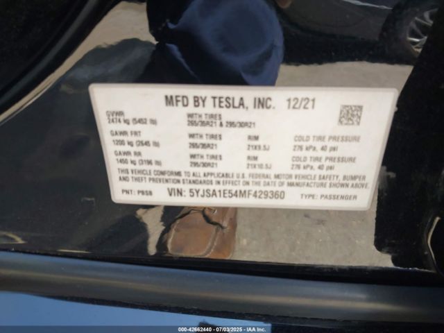 2021 TESLA MODEL S 5YJSA1E54MF429360 Photo 8