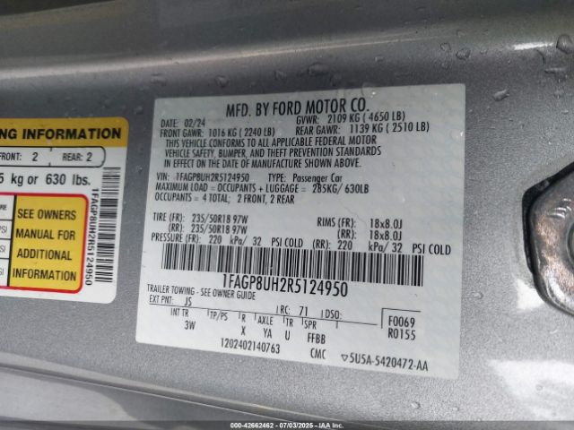 2024 FORD MUSTANG 1FAGP8UH2R5124950 Photo 8