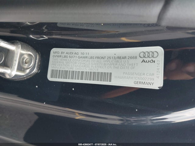 2012 AUDI A5 WAUVFAFH1CN002299 Photo 8