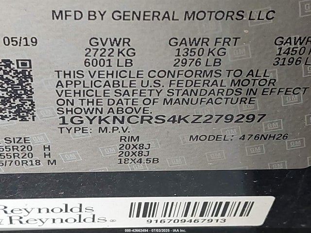 2019 CADILLAC XT5 1GYKNCRS4KZ279297 Photo 8