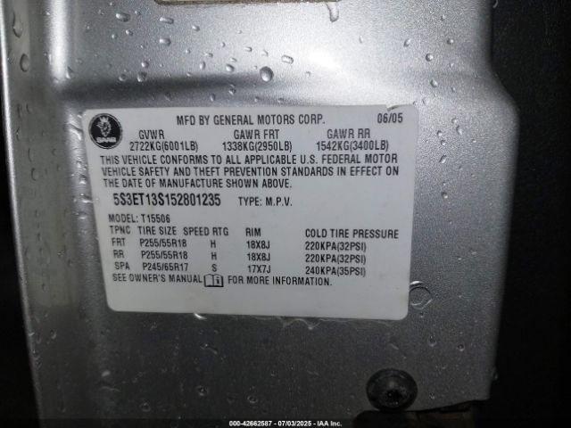 2005 SAAB 9-7X 5S3ET13S152801235 Photo 8