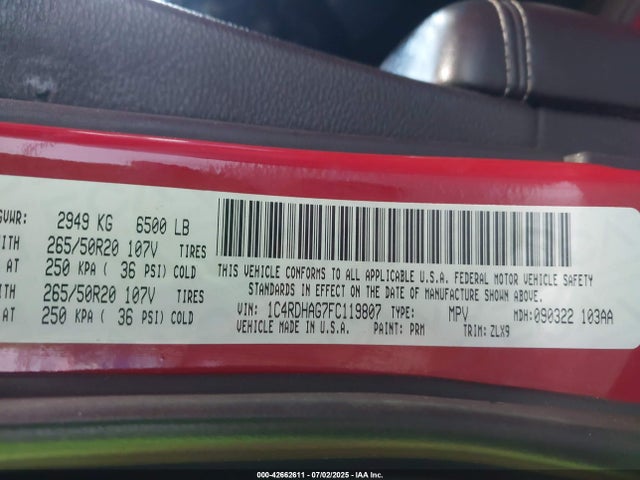 Dodge 2015 2015 1C4RDHAG7FC119807 Image 8