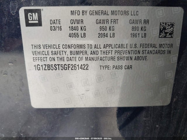 1G1ZB5ST5GF261422 Chevrolet lfv - di: direct injection, vvt, gen1 gmna