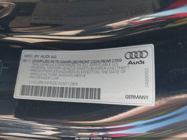 2012 AUDI A5 WAURFAFR2CA001289 Photo 8