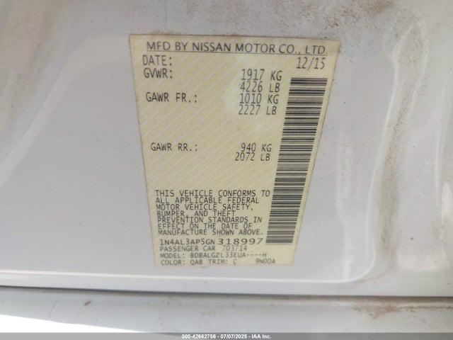 1N4AL3AP5GN318997 Nissan 2016