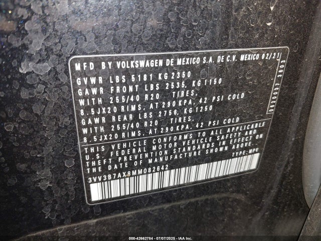 3VV3B7AX8MM082642 Volkswagen Tiguan