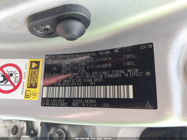 5TDKZRFH5JS541401 Toyota 2gr-fks