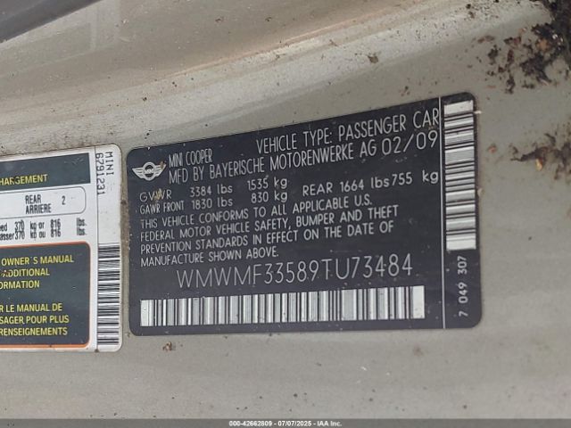 2009 MINI COOPER WMWMF33589TU73484 Photo 8