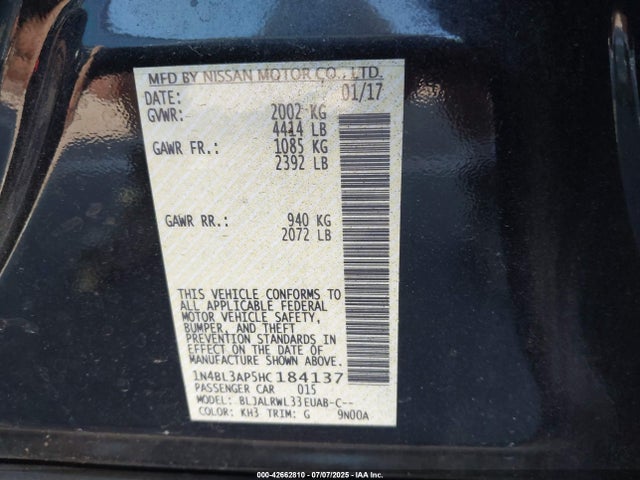 Nissan 2017 2017 1N4BL3AP5HC184137 Image 9