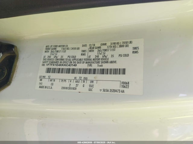 Ford gtdi 2019 1FTFX1E4XKKC43149 Image 9