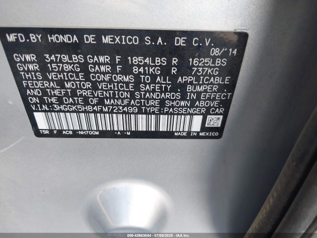 3HGGK5H84FM723499 Honda l15b1