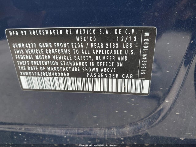 3VWD17AJ0EM402858 Volkswagen 2014