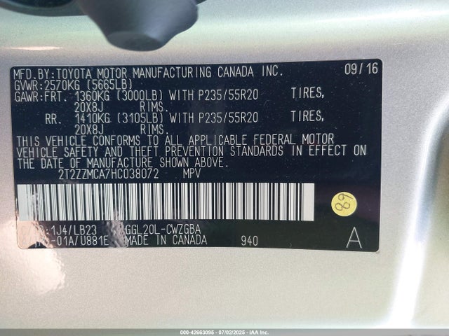 2T2ZZMCA7HC038072 Lexus 2017