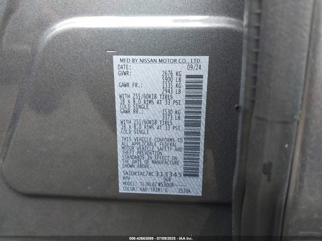 Nissan 2024 2024 5N1DR3AC7RC313345 Image 9