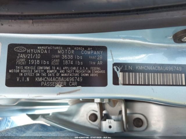 2010 HYUNDAI ACCENT KMHCN4AC8AU496749 Photo 8