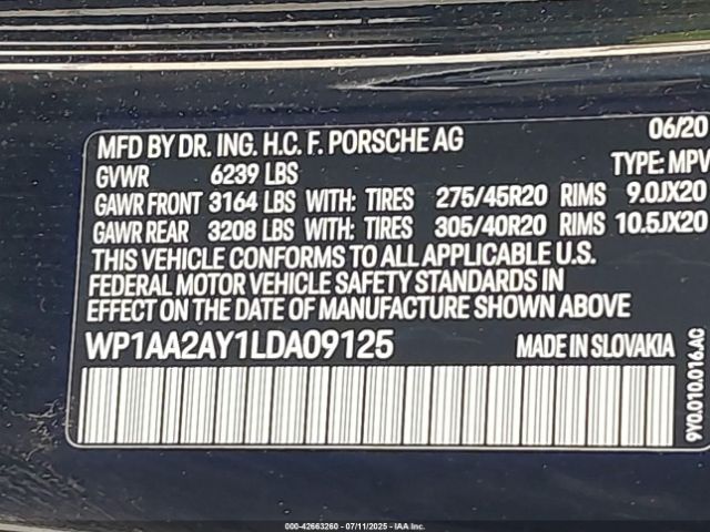 2020 PORSCHE CAYENNE WP1AA2AY1LDA09125 Photo 8