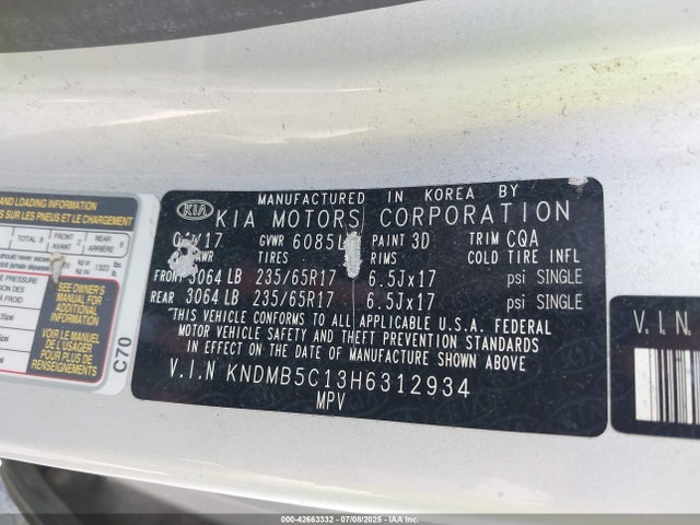 KNDMB5C13H6312934 KIA Sedona