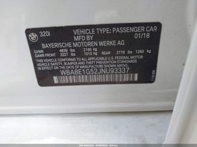2018 BMW 320I WBA8E1G52JNU93337 Photo 8